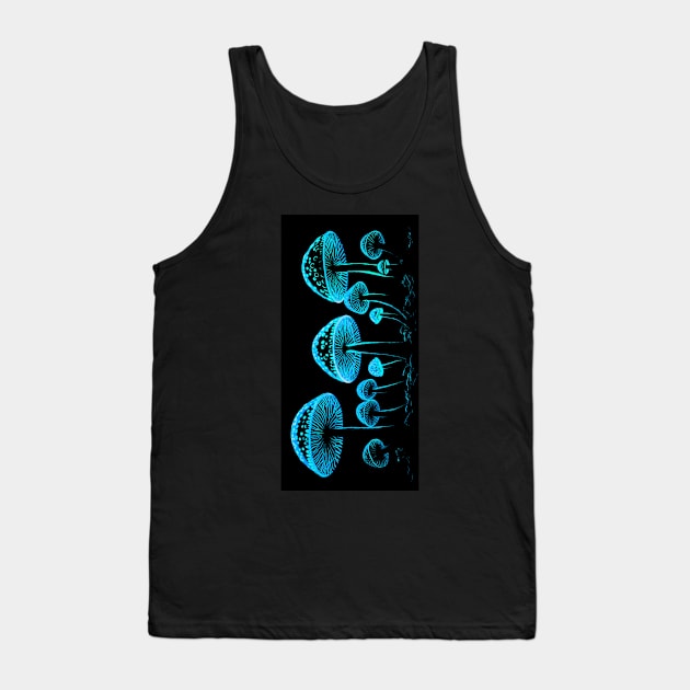 Blue Glowing Mushrooms Tank Top by Jades-Corner